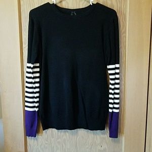 NWT Renee C Striped Sleeve Pullover